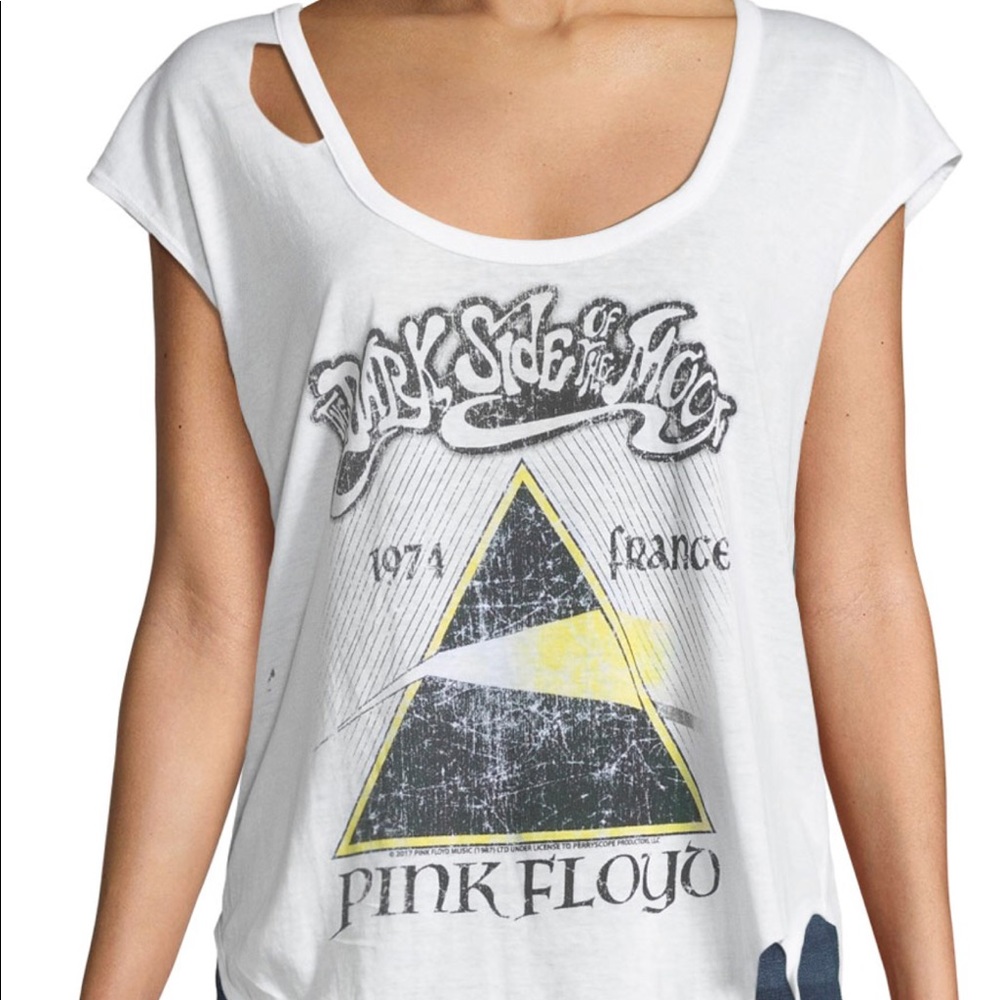 Chaser brand Pink Floyd distressed white tee